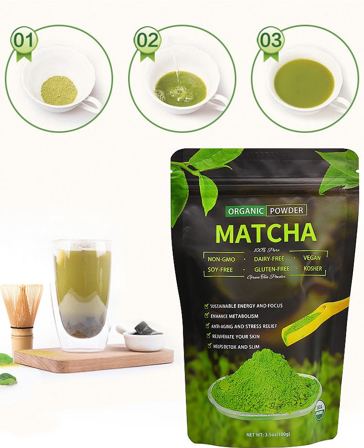 Oraginc Matcha Powder Organic Matcha Green-Tea Powder 100% Organic Slimming Products For Dessert Pastry Ice Cream Baking